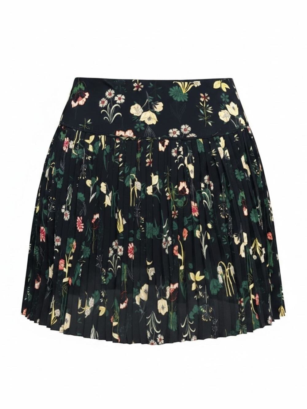 Ann Taylor Loft Pleated Floral Navy Mini Skirt Size 4 Spins Skirt Boho Fun Beach